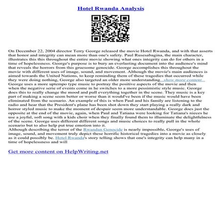 Hotel Rwanda Analysis | PDF