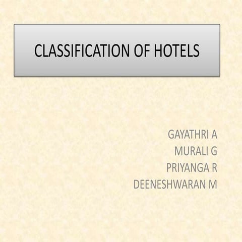 Classification of Hotels
