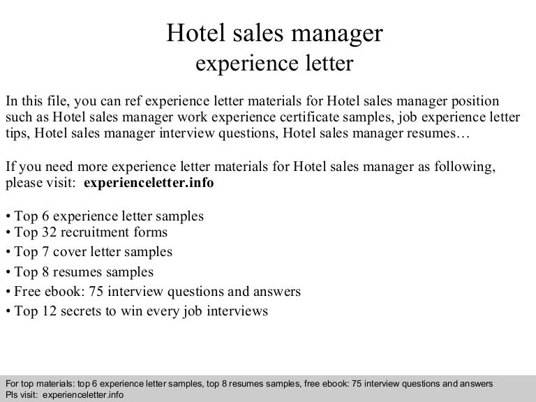 cover letter hotel sales manager hotel sales cover letter