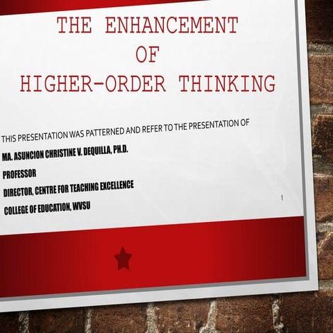 HIGHER ORDER THINKING SKILLS