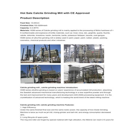 Hot sale calcite grinding mill with ce approved