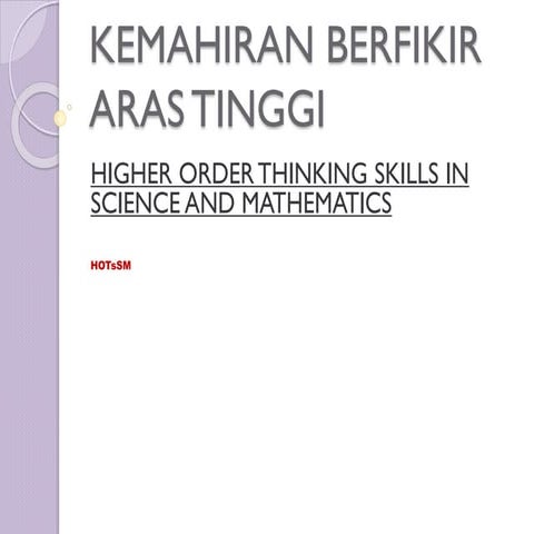 Pembuatan Soal HOTS (High Order Thinking Skill) berdasarkan Taksonomi ...