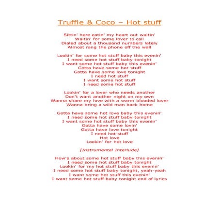 Hot stuff magazine lyrics | DOCX