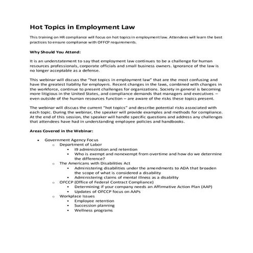 Hot topics in employment law