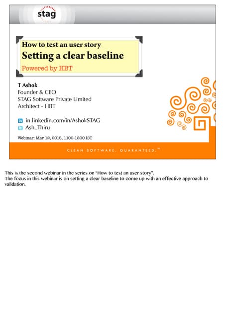 Setting a clear baseline (How to test an user story #2)