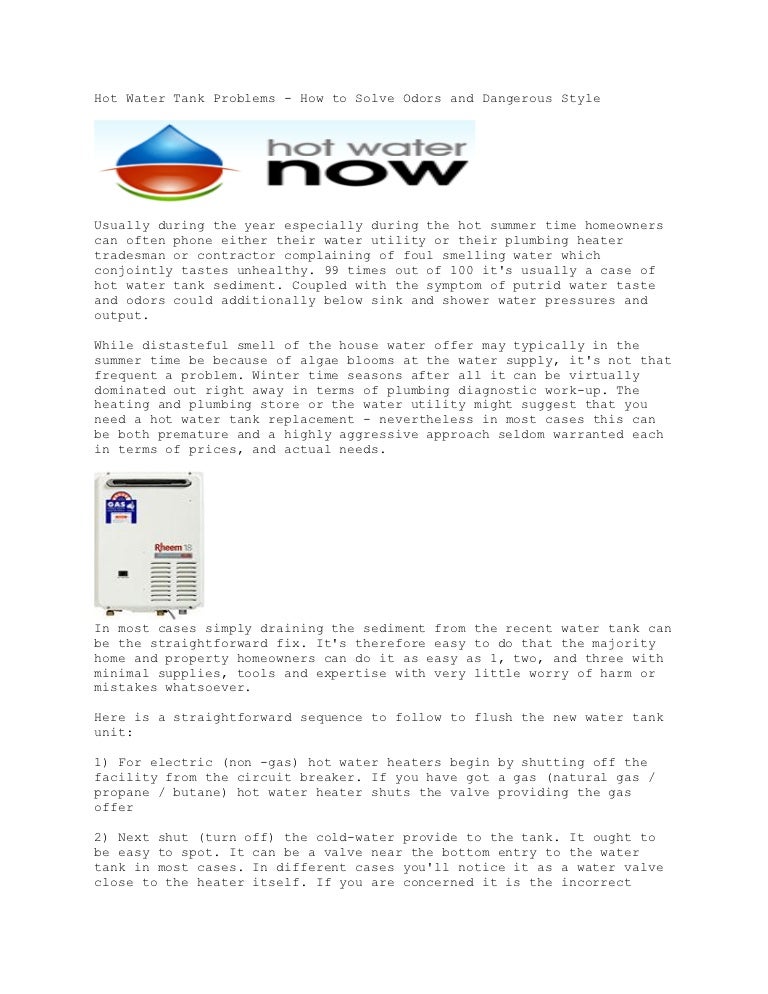 Hot water tank problems how to solve odors and dangerous style
