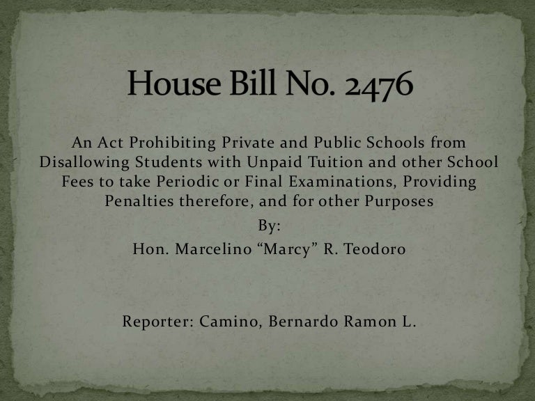 House bill no. 2476