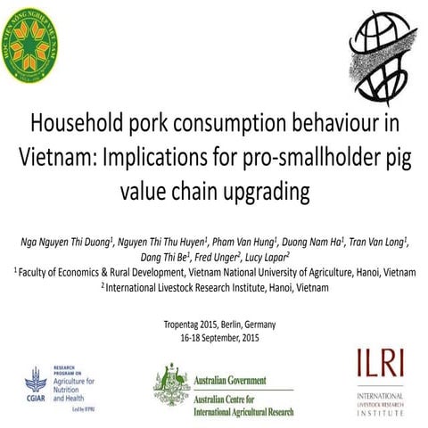 Household pork consumption behaviour in Vietnam: Implications for pro-smallho...