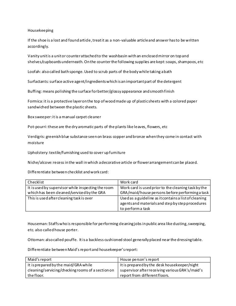 checklist for housekeeper checklist for housekeeper