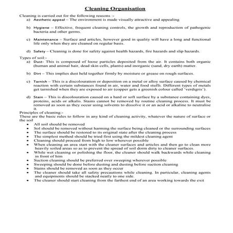 Housekeeping  - cleaning 