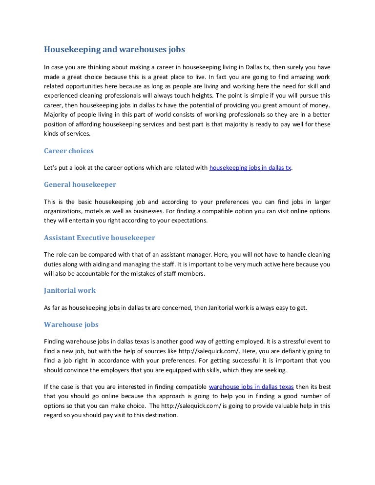 housekeeping and warehouses jobs housekeeper career