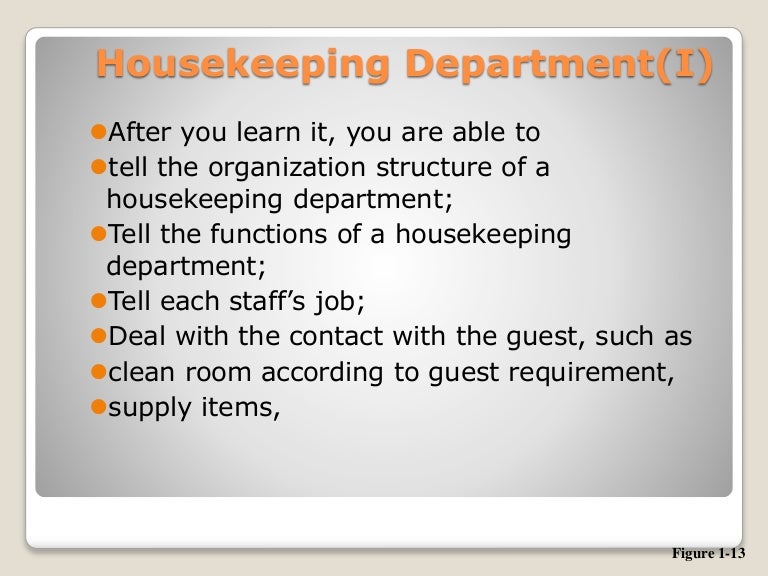 Housekeeping department (basics)