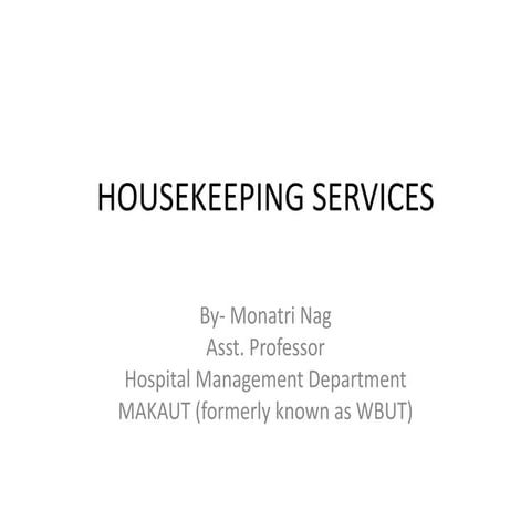 Housekeeping services in a Hospital