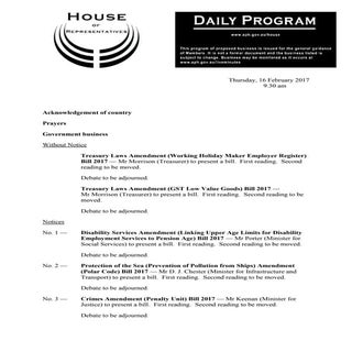House of representatives daily prog...
