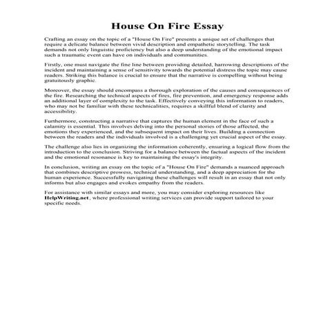 House On Fire Essay