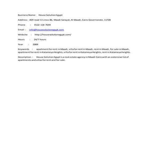 House solution egypt | DOCX