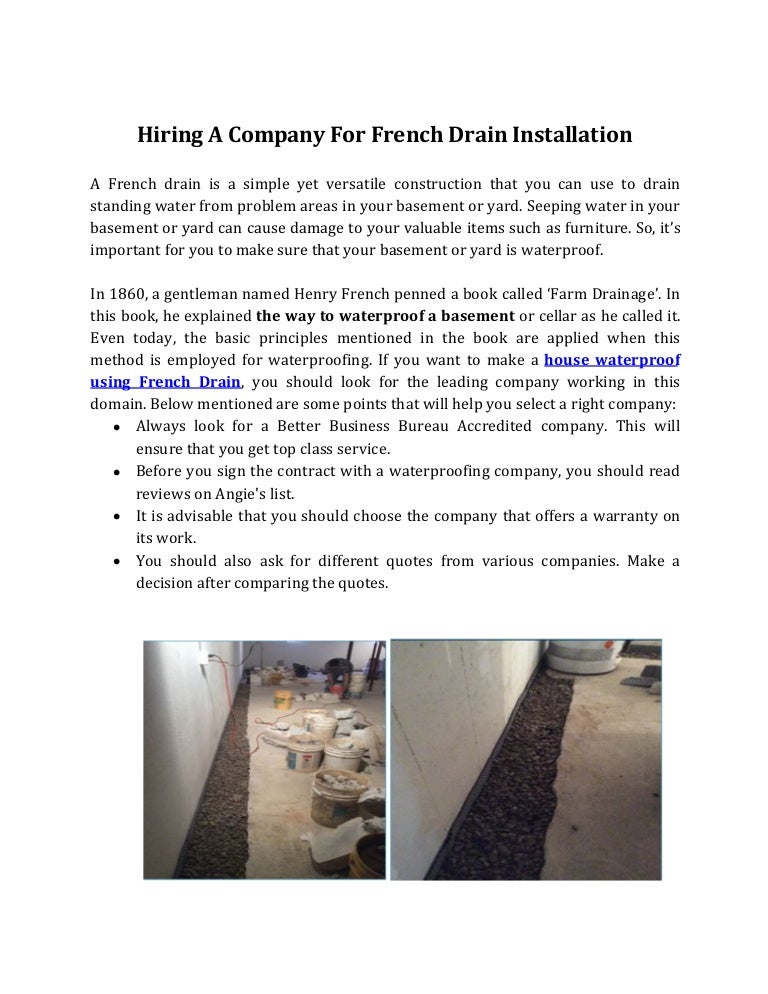 Hiring A Company For French Drain Installation