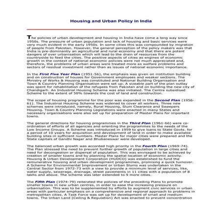Housing and urban policy in india