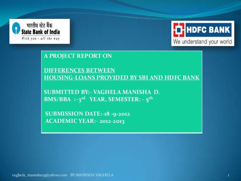 Project report on comparison of home loans Project report on comparison of home loans