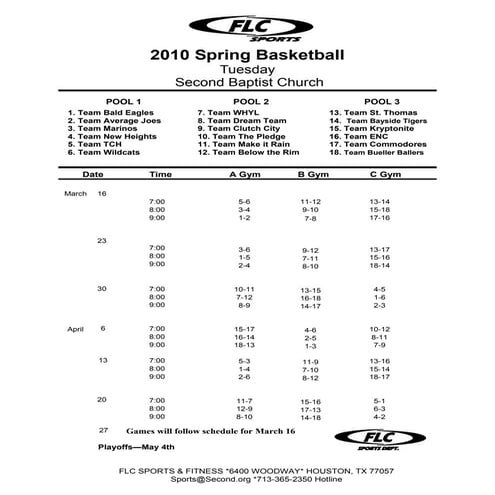 Houston Full Court Spring Schedule