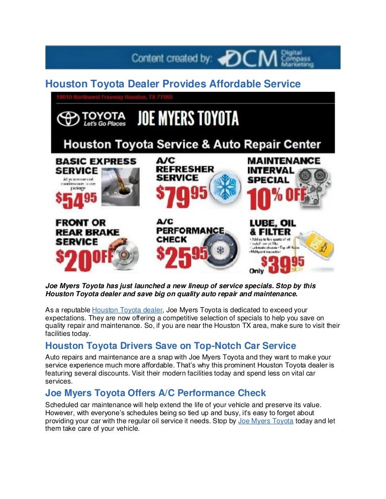 Houston Toyota Dealer Provides Affordable Service