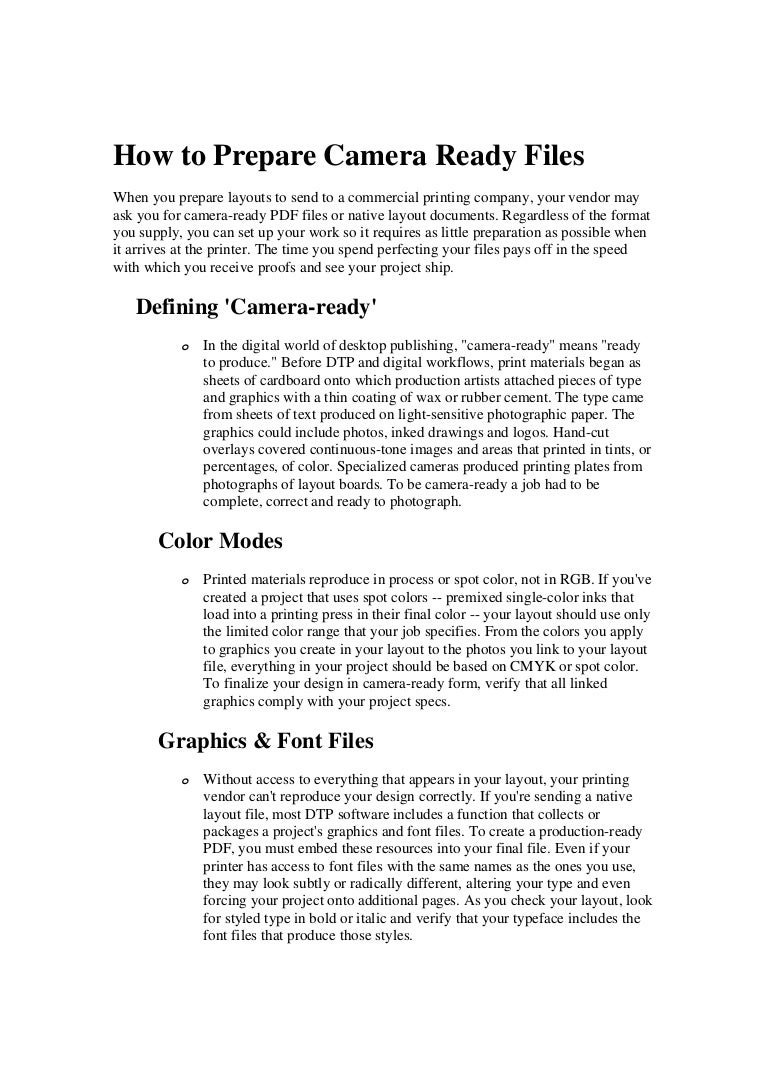 How to prepare camera ready files