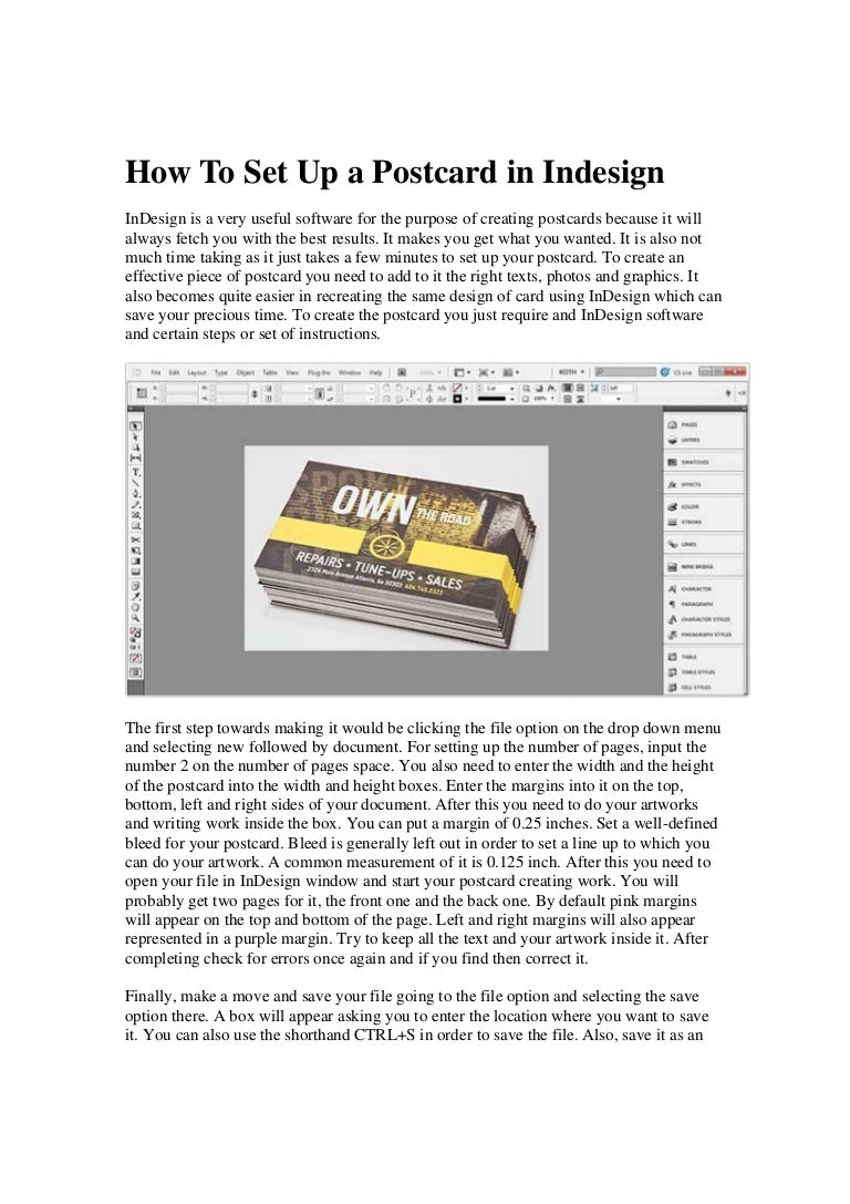 How to set up a postcard in indesign