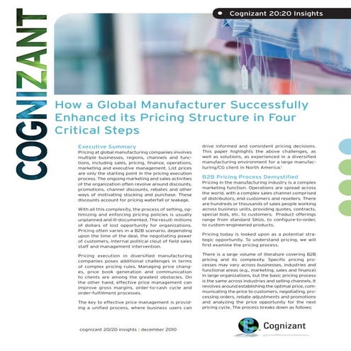 View of How a Global Manufacturer Successfully Enhanced its Pricing Structure ...