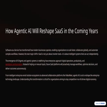 How Agentic AI Will Reshape SaaS in the Coming Years | PPTX