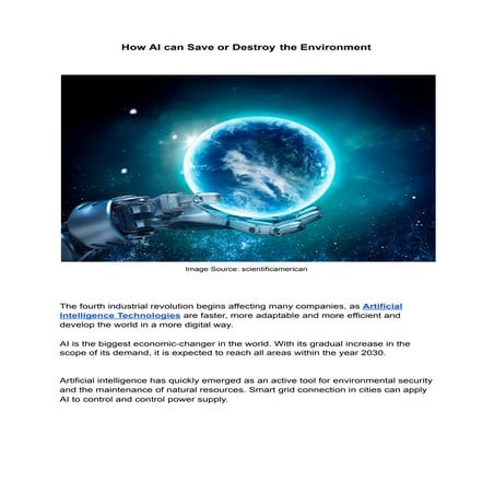 How ai can save or destroy the environment