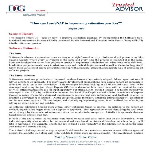 How Can I Use SNAP to Improve My Estimation Practices?