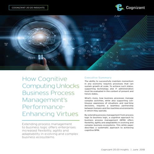 How Cognitive Computing Unlocks Business Process Management’s Performance-Enh...