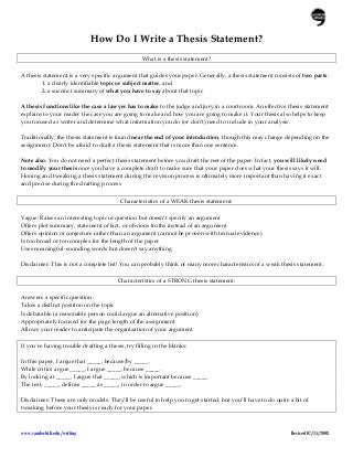 Thesis statement in essay image