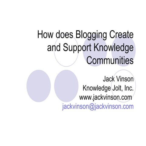 How does Blogging Create and Support Knowledge Communities