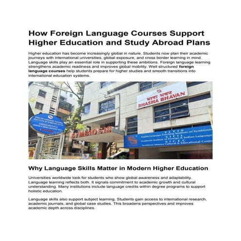 Benefits of learning foreign language | PPT