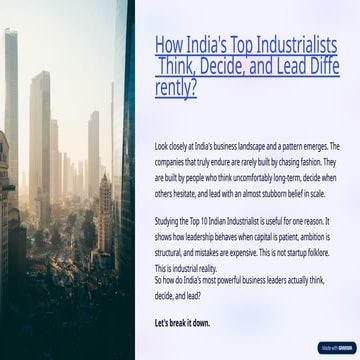 How India’s Top Industrialists Think, Decide, and Lead Differently? | PPTX