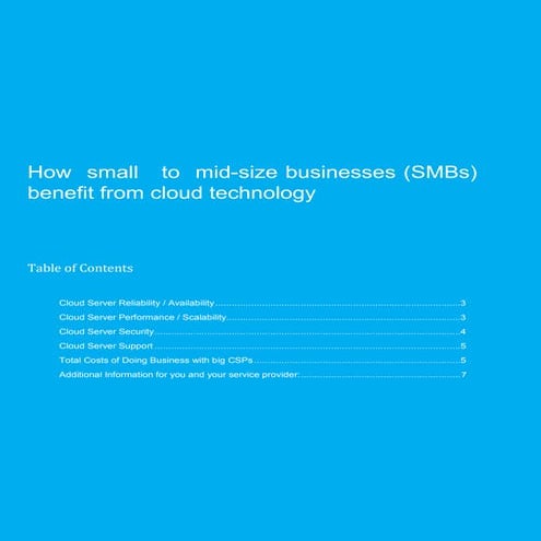 How SMB's benefit from cloud