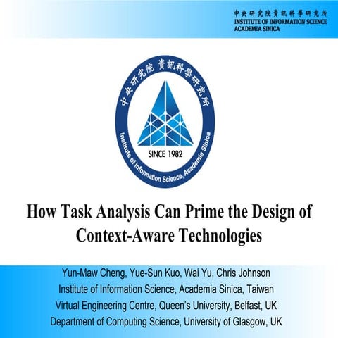 How Task Analysis Can Prime the Design of Context-Aware Technologies