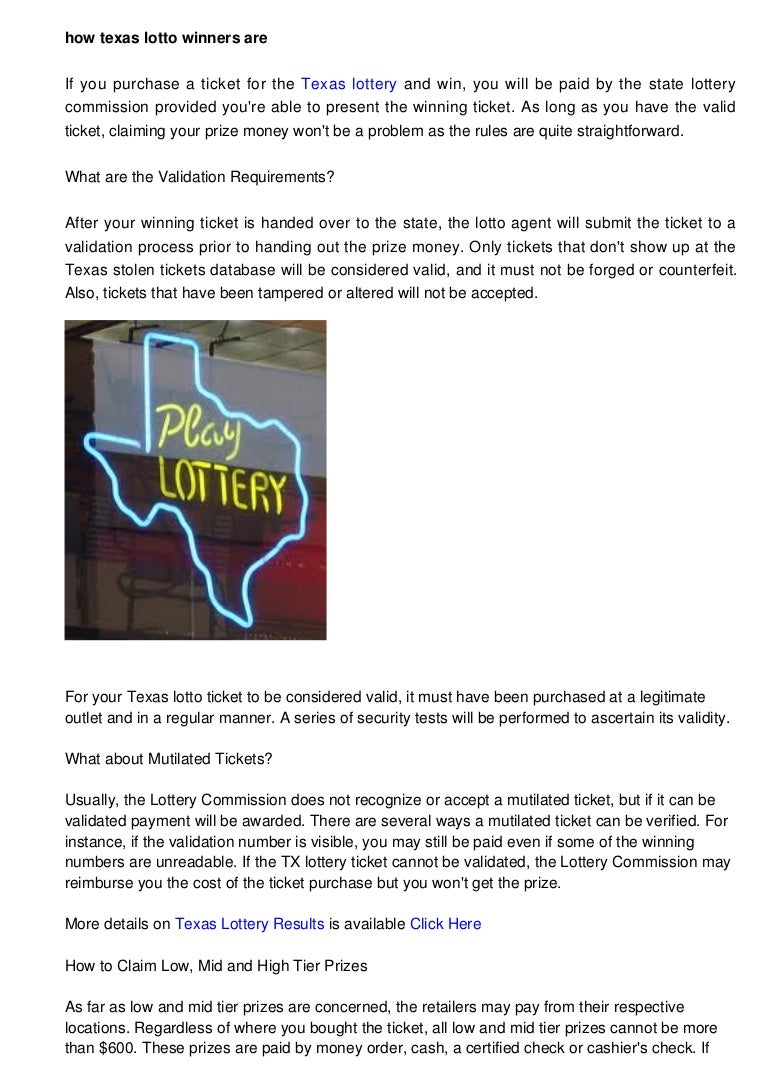 How Texas Lotto Winners Are Validated