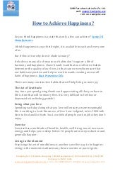 How to Achieve Happiness?
