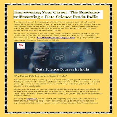 Empowering Your Career: The Roadmap to Becoming a Data Science Pro in India