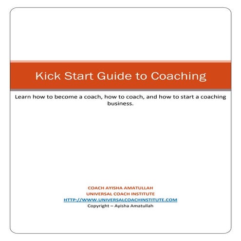 How to Become a Life Coach | Kick Start Guide to Coaching | PDF