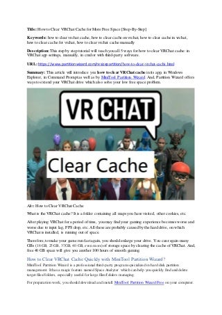 How to Clear VRChat Cache