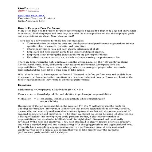 How to Engage a Poor Performer 