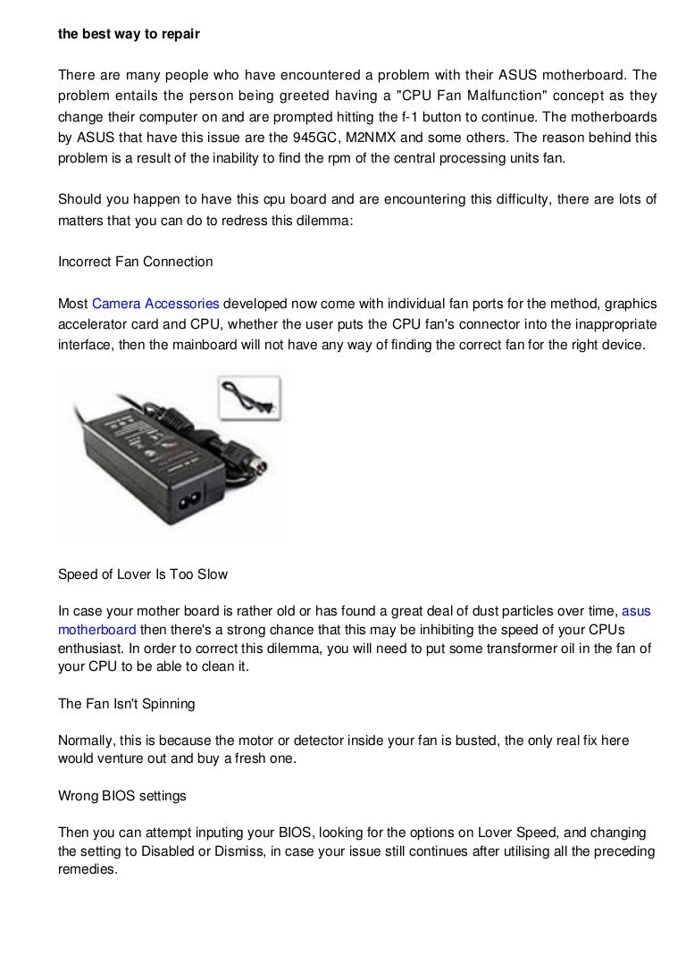 How to Repair the "CPU Fan Error" Message On Your ASUS Motherboard