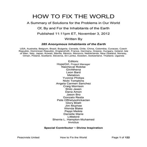 HOW TO FIX THE WORLD