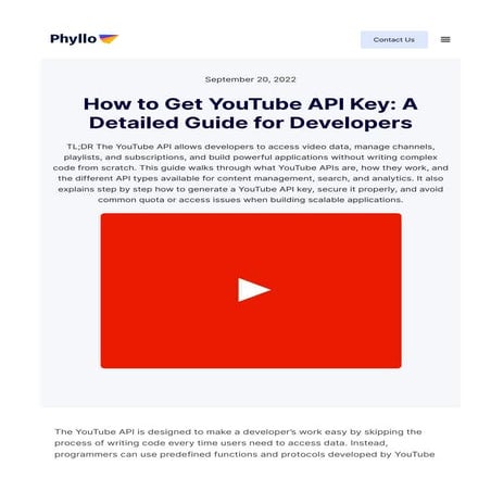 How to Get YouTube API Key: A Detailed Guide for Developers | PDF