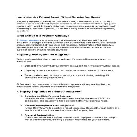 How to Integrate a Payment Gateway Without Disrupting Your System