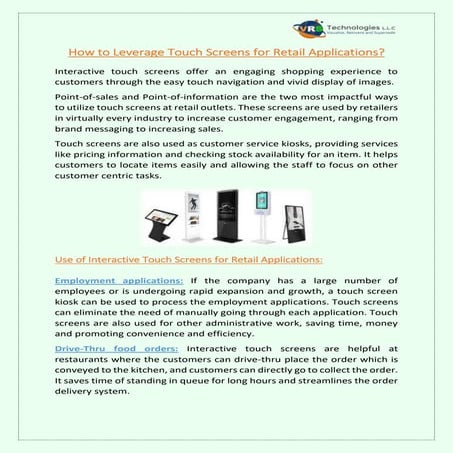 How to Leverage Touch Screens for Retail Applications?