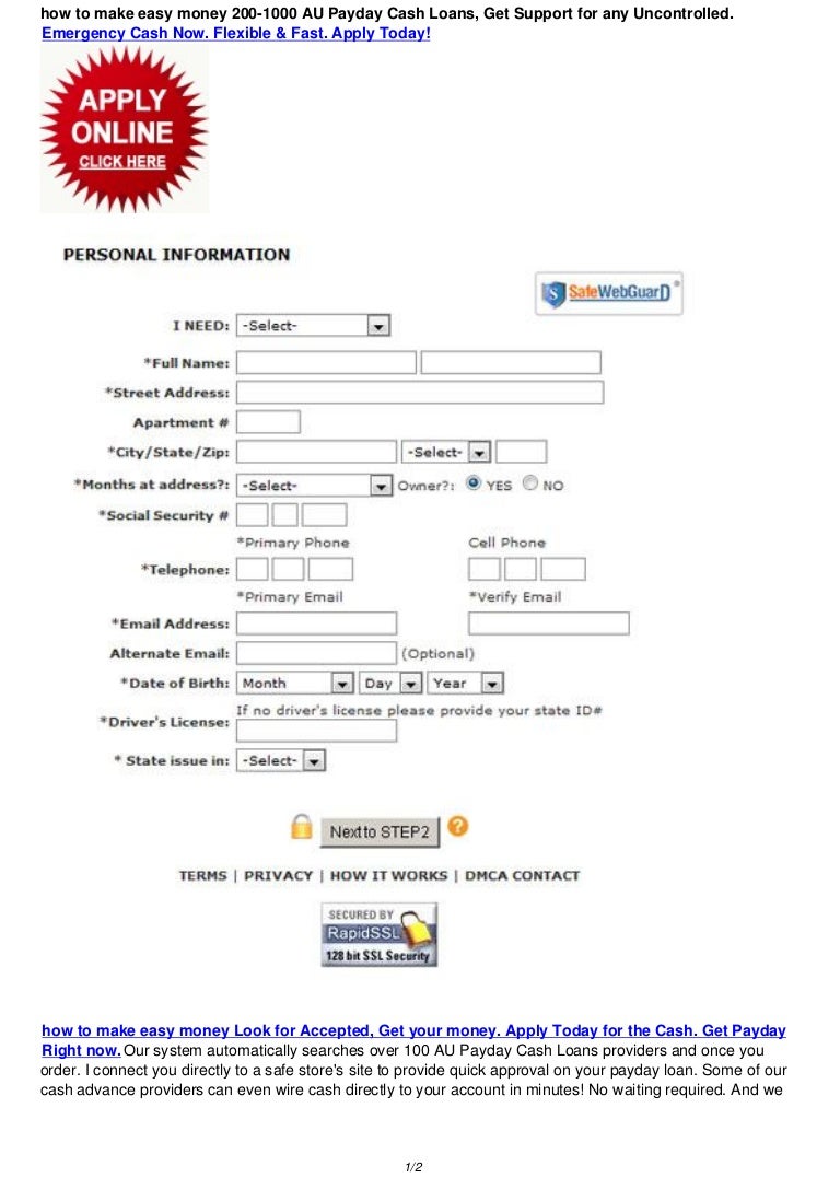 How To Make Easy Money 100 1000 Australia Online Payday Loans Get